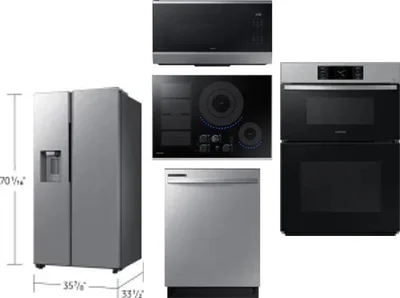 5 Piece Package Includes Refrigerator, Cooktop, Wall Oven, Microwave And Dishwasher