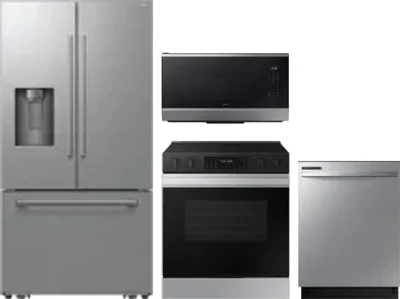4 Piece Package Includes Refrigerator, Range, Microwave And Dishwasher