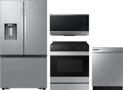 4 Piece Package Includes Refrigerator, Range, Microwave And Dishwasher