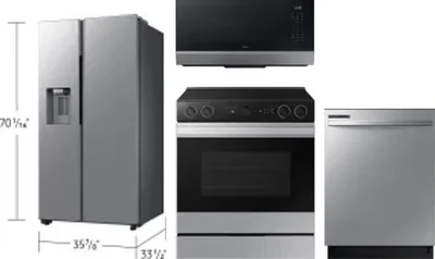 4 Piece Package Includes Refrigerator, Range, Microwave And Dishwasher