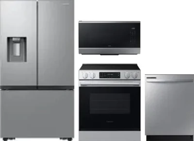 4 Piece Package Includes Refrigerator, Range, Microwave And Dishwasher