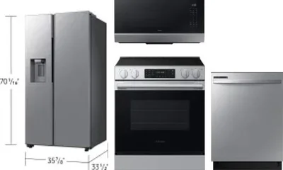 4 Piece Package Includes Refrigerator, Range, Microwave And Dishwasher