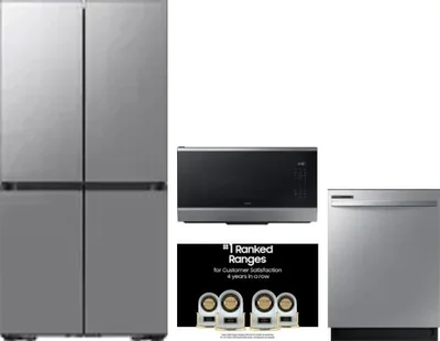 4 Piece Package Includes Refrigerator, Range, Microwave And Dishwasher