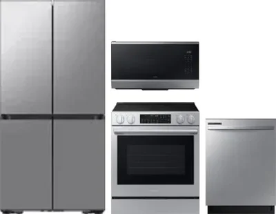 4 Piece Package Includes Refrigerator, Range, Microwave And Dishwasher
