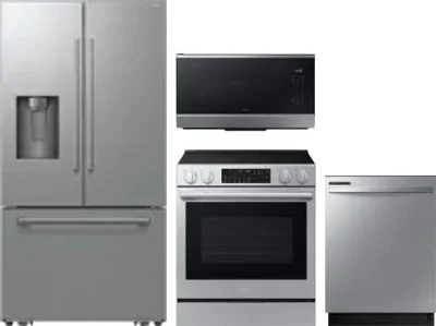 4 Piece Package Includes Refrigerator, Range, Microwave And Dishwasher