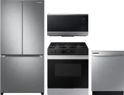 4 Piece Package Includes Refrigerator, Range, Microwave And Dishwasher