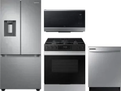 4 Piece Package Includes Refrigerator, Range, Microwave And Dishwasher