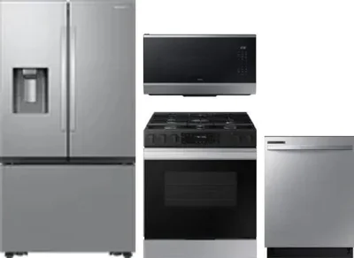 4 Piece Package Includes Refrigerator, Range, Microwave And Dishwasher