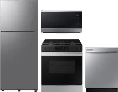 4 Piece Package Includes Refrigerator, Range, Microwave And Dishwasher