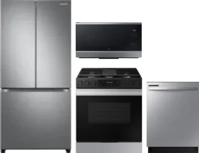 4 Piece Package Includes Refrigerator, Range, Microwave And Dishwasher