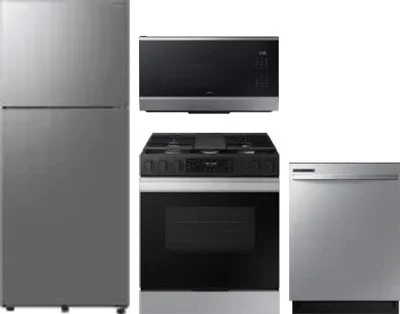 4 Piece Package Includes Refrigerator, Range, Microwave And Dishwasher