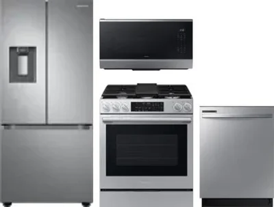 4 Piece Package Includes Refrigerator, Range, Microwave And Dishwasher