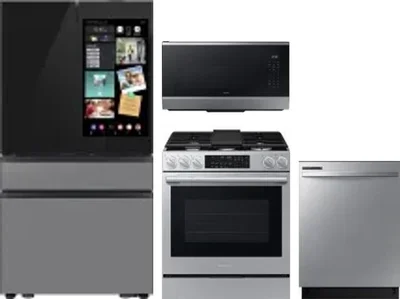 4 Piece Package Includes Refrigerator, Range, Microwave And Dishwasher