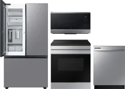 4 Piece Package Includes Refrigerator, Range, Microwave And Dishwasher