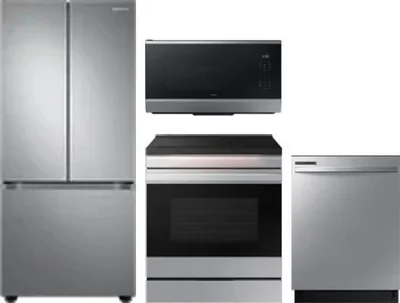 4 Piece Package Includes Refrigerator, Range, Microwave And Dishwasher