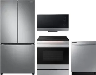 4 Piece Package Includes Refrigerator, Range, Microwave And Dishwasher