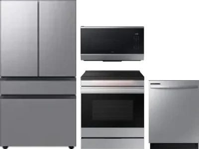 4 Piece Package Includes Refrigerator, Range, Microwave And Dishwasher