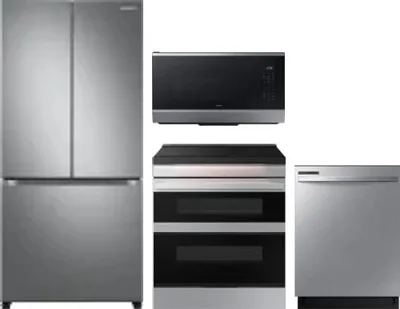 4 Piece Package Includes Refrigerator, Range, Microwave And Dishwasher