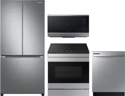 4 Piece Package Includes Refrigerator, Range, Microwave And Dishwasher