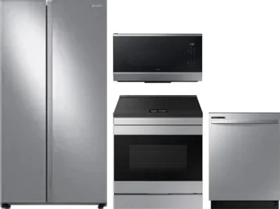 4 Piece Package Includes Refrigerator, Range, Microwave And Dishwasher