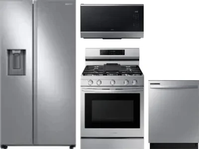 4 Piece Package Includes Refrigerator, Range, Microwave And Dishwasher