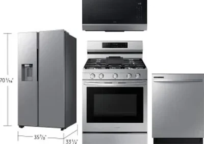 4 Piece Package Includes Refrigerator, Range, Microwave And Dishwasher