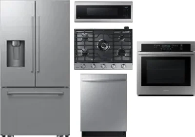 5 Piece Package Includes Refrigerator, Cooktop, Wall Oven, Microwave And Dishwasher