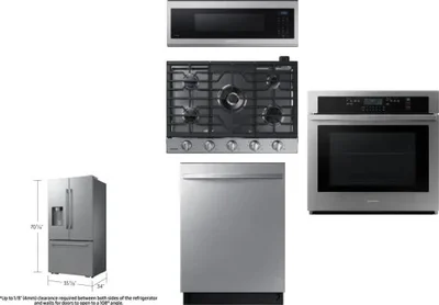 5 Piece Package Includes Refrigerator, Cooktop, Wall Oven, Microwave And Dishwasher