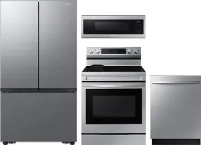 4 Piece Package Includes Refrigerator, Range, Microwave And Dishwasher