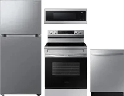 4 Piece Package Includes Refrigerator, Range, Microwave And Dishwasher