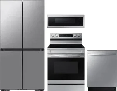 4 Piece Package Includes Refrigerator, Range, Microwave And Dishwasher