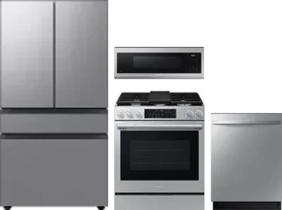 4 Piece Package Includes Refrigerator, Range, Microwave And Dishwasher