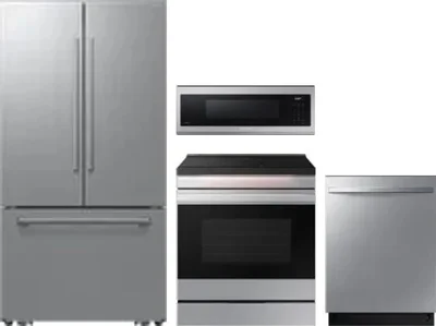 4 Piece Package Includes Refrigerator, Range, Microwave And Dishwasher