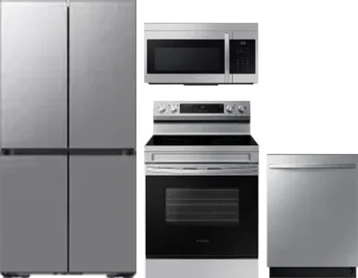 4 Piece Package Includes Refrigerator, Range, Microwave And Dishwasher