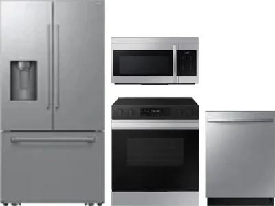 4 Piece Package Includes Refrigerator, Range, Microwave And Dishwasher