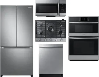 5 Piece Package Includes Refrigerator, Cooktop, Wall Oven, Microwave And Dishwasher