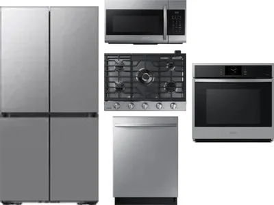 5 Piece Package Includes Refrigerator, Cooktop, Wall Oven, Microwave And Dishwasher