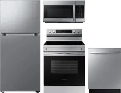 4 Piece Package Includes Refrigerator, Range, Microwave And Dishwasher