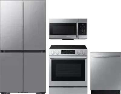 4 Piece Package Includes Refrigerator, Range, Microwave And Dishwasher