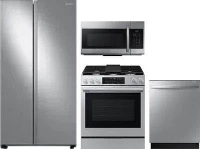 4 Piece Package Includes Refrigerator, Range, Microwave And Dishwasher