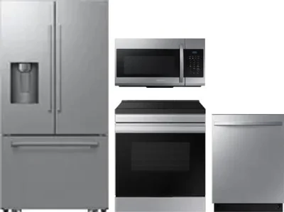 4 Piece Package Includes Refrigerator, Range, Microwave And Dishwasher