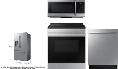 4 Piece Package Includes Refrigerator, Range, Microwave And Dishwasher