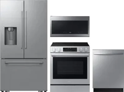 4 Piece Package Includes Refrigerator, Range, Microwave And Dishwasher