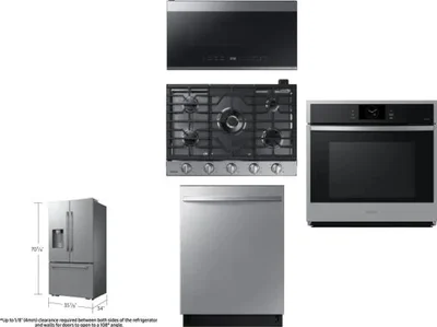 5 Piece Package Includes Refrigerator, Cooktop, Wall Oven, Microwave And Dishwasher