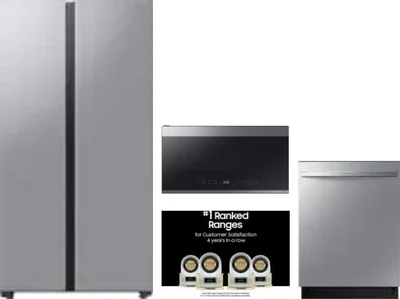 4 Piece Package Includes Refrigerator, Range, Microwave And Dishwasher