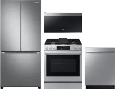 4 Piece Package Includes Refrigerator, Range, Microwave And Dishwasher