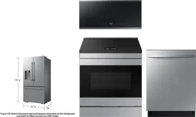 4 Piece Package Includes Refrigerator, Range, Microwave And Dishwasher