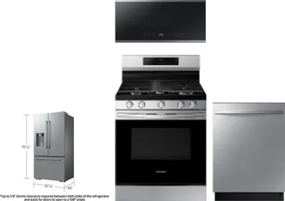 4 Piece Package Includes Refrigerator, Range, Microwave And Dishwasher