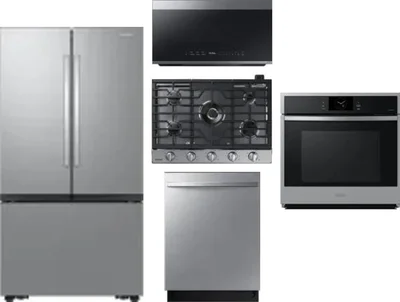 5 Piece Package Includes Refrigerator, Cooktop, Wall Oven, Microwave And Dishwasher