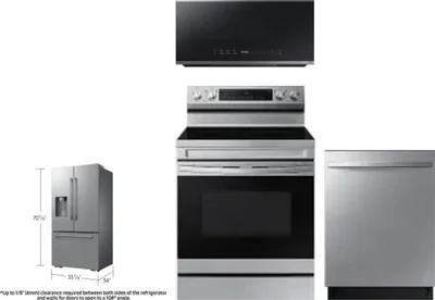 4 Piece Package Includes Refrigerator, Range, Microwave And Dishwasher